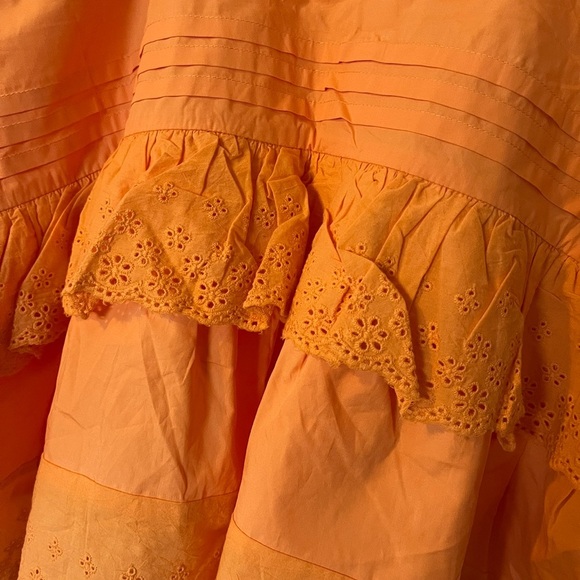 ANTHROPOLOGIE X MARE MARE Josephine Eyelet Ruffle Top In Orange - Picture 7 of 8